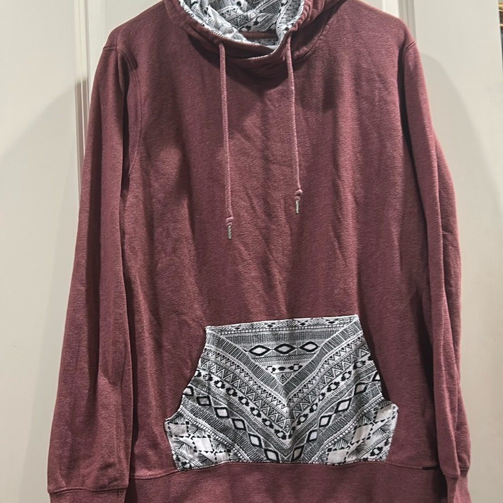 On The Byas Aztec Hoodie Southwestern Sweatshirt pullover Long Sleeve Size M
